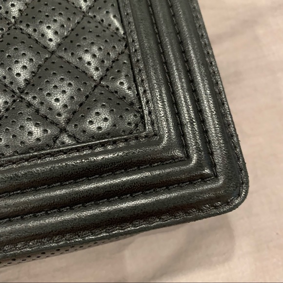 Chanel Boy Bag Old Medium Black Perforated Lambskin Leather Chrome Hardware - Picture 8 of 16